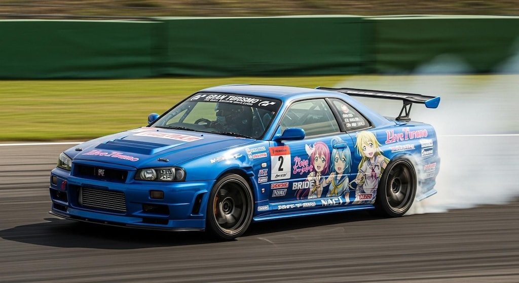 R34アニメ痛車のドリ車