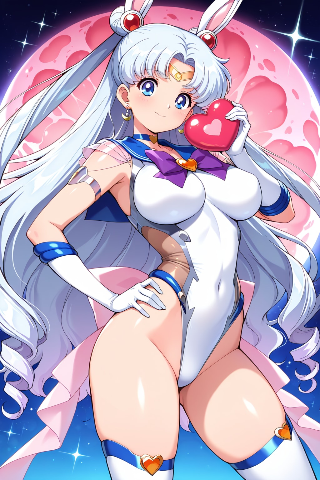 何だか？生々しいｗ感じの月を背景にして登場する！正義の美少女戦士達♪