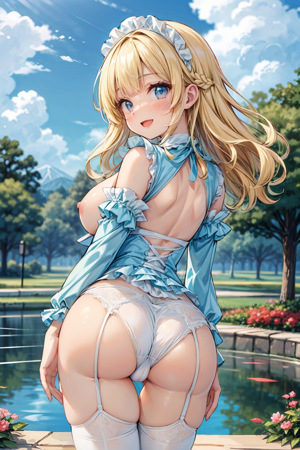 二次おっぱいポロリ308《金髪振り向きメイドランジェリー》