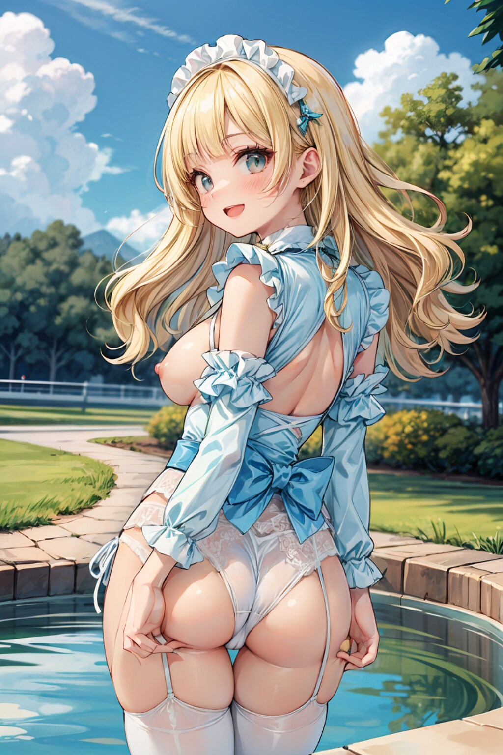 二次おっぱいポロリ308《金髪振り向きメイドランジェリー》
