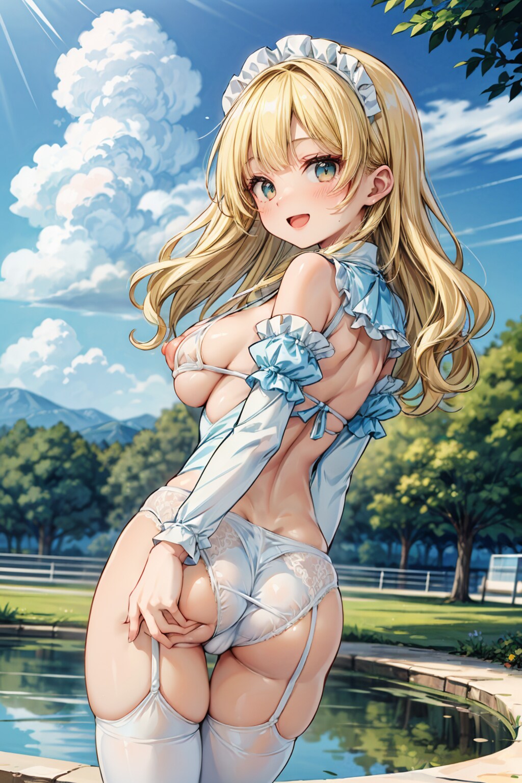 二次おっぱいポロリ308《金髪振り向きメイドランジェリー》