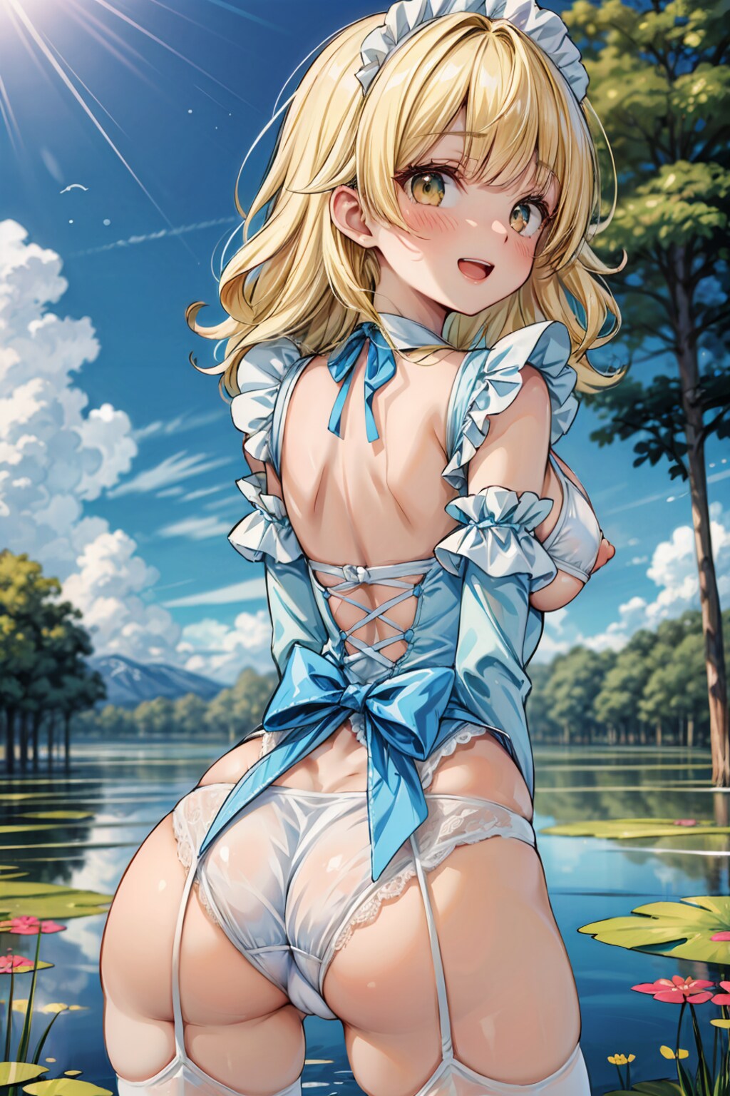 二次おっぱいポロリ308《金髪振り向きメイドランジェリー》