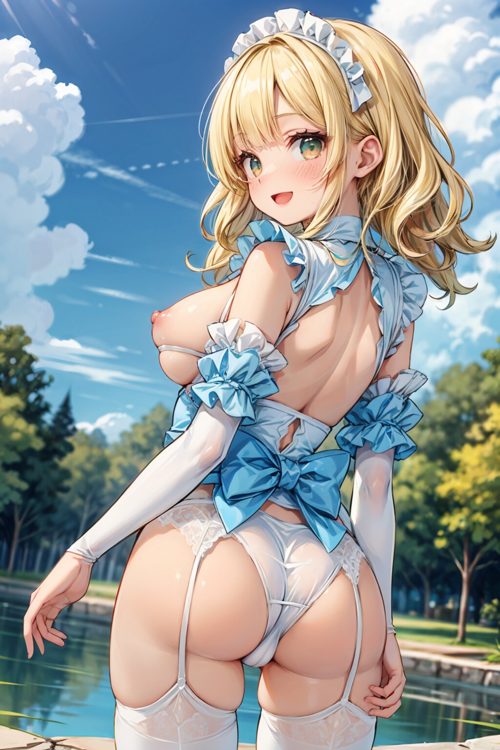 二次おっぱいポロリ308《金髪振り向きメイドランジェリー》