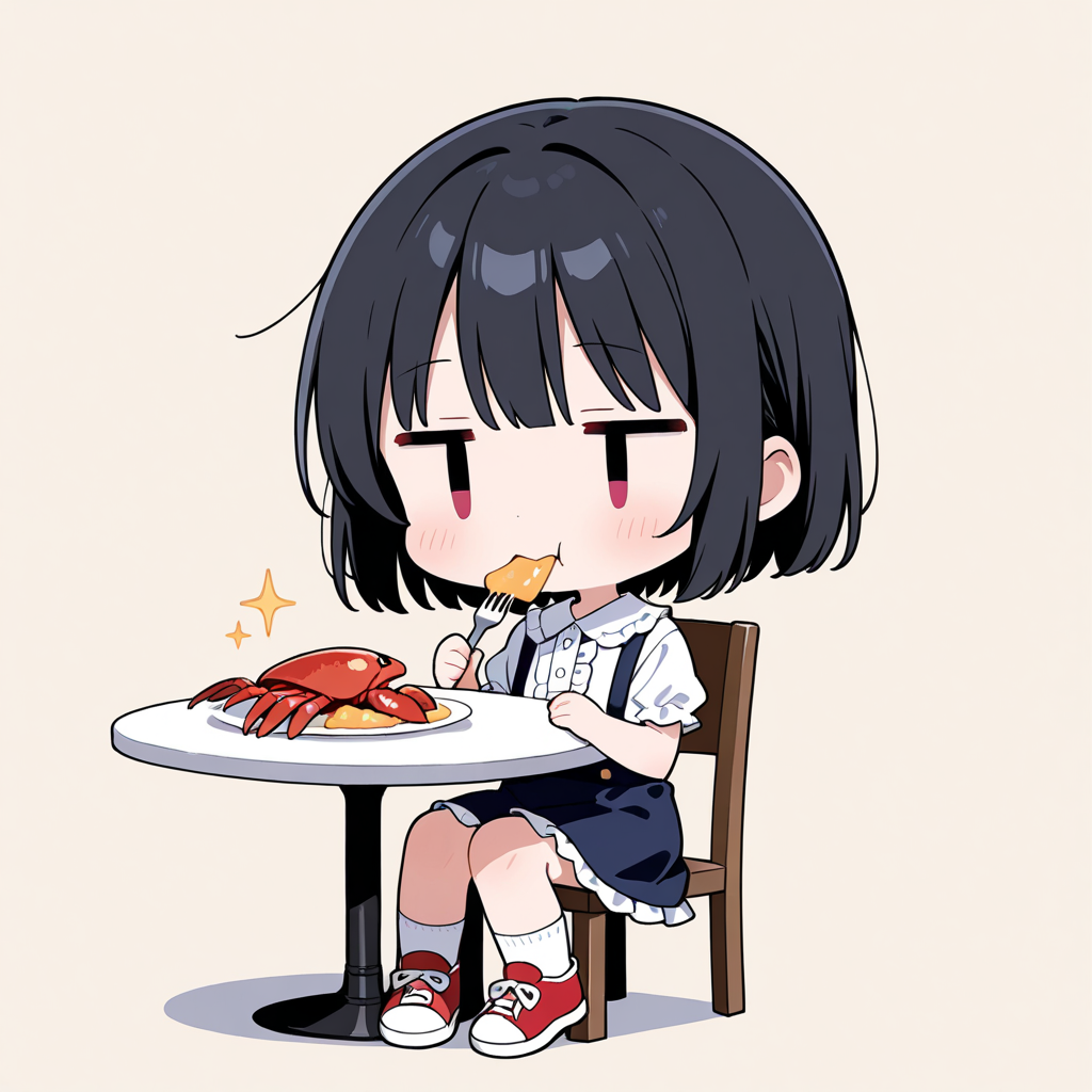 蟹（っぽいもの）を食べる