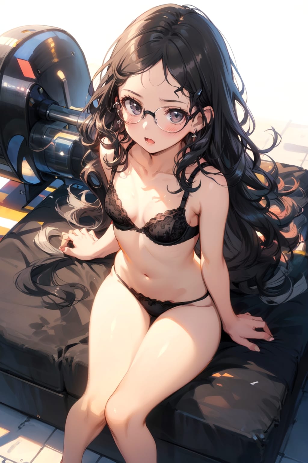 下着の眼鏡っ娘