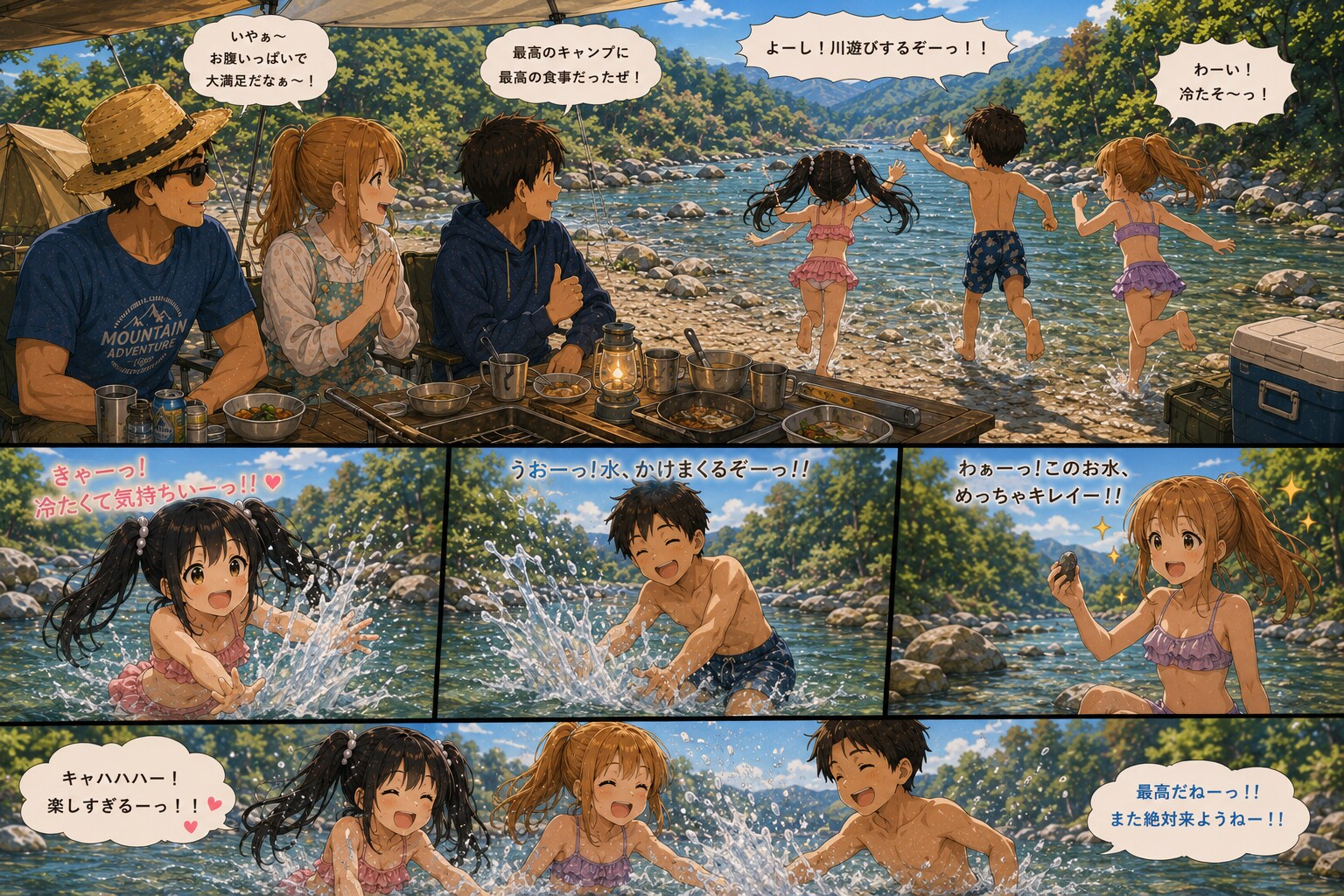 澪（みお）ちゃん家族　みんなで川にキャンプ