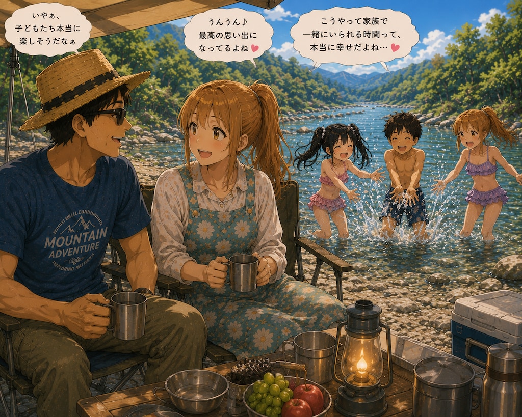 澪（みお）ちゃん家族　みんなで川にキャンプ