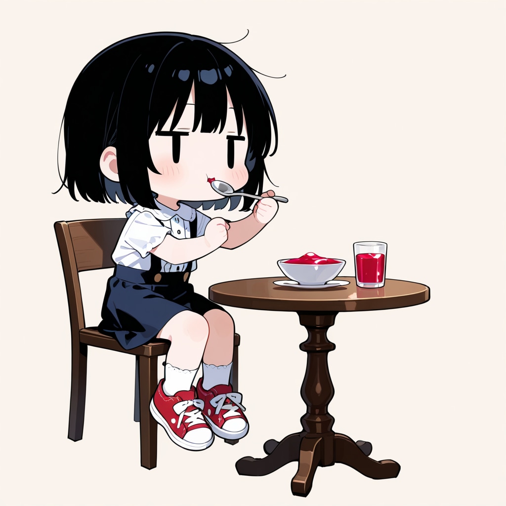 ゼリーを食べる