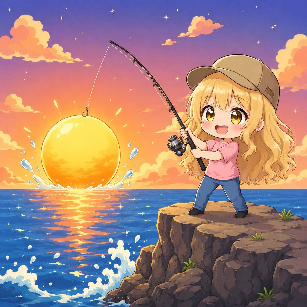 日曜日の夕陽を釣り上げた！