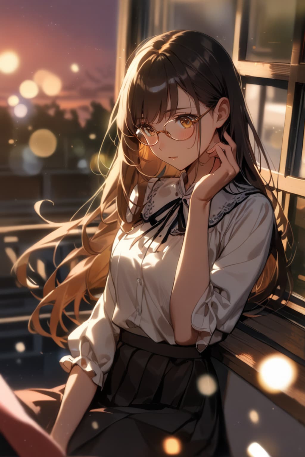 夕陽に染まる先生