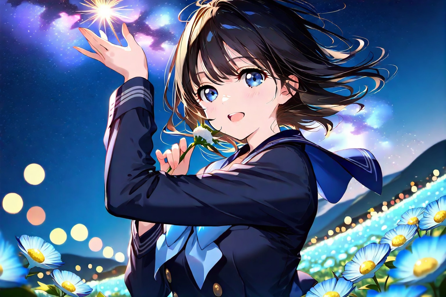 夜の花畑(WAVE)(20) | の人気AIイラスト・グラビア