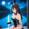 バニー衣装のしぶりんと湖畔で 2枚目