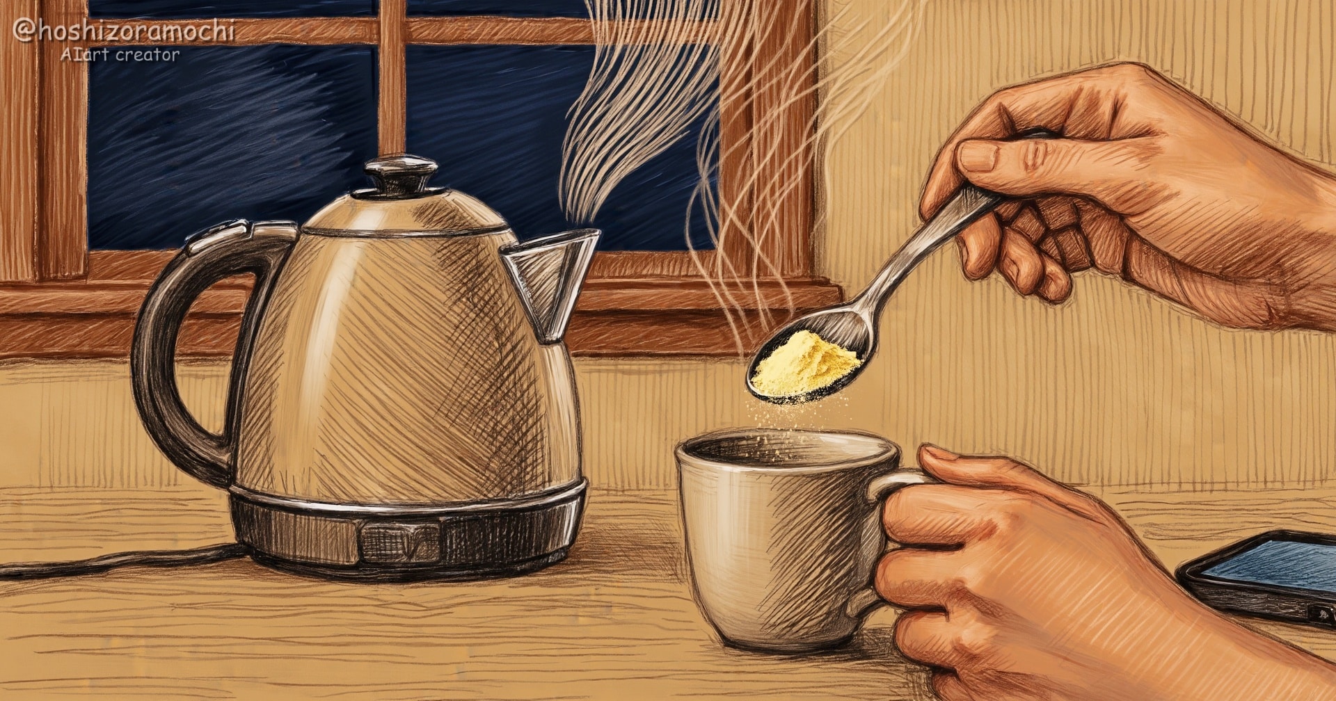 夜の静けさ、温かいコーヒー☕