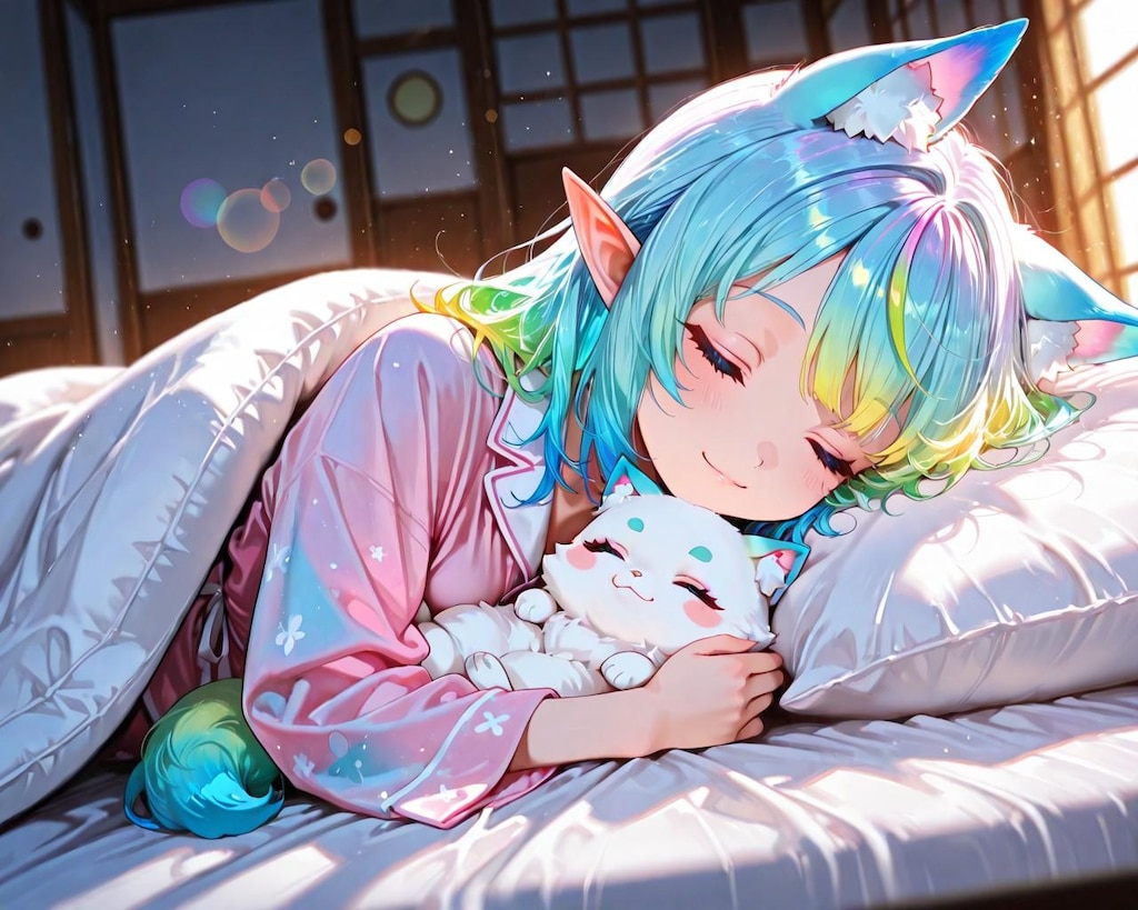 9枚）キツネと添い寝