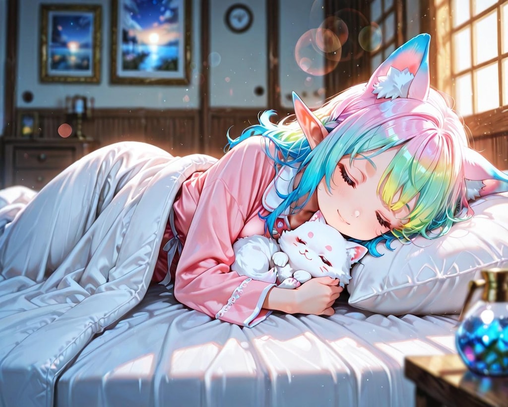 9枚）キツネと添い寝