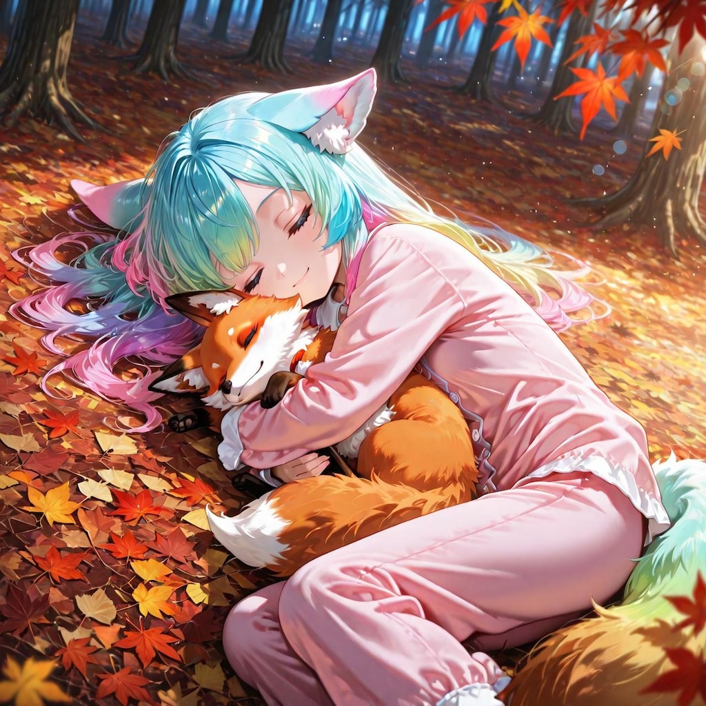 9枚）キツネと添い寝