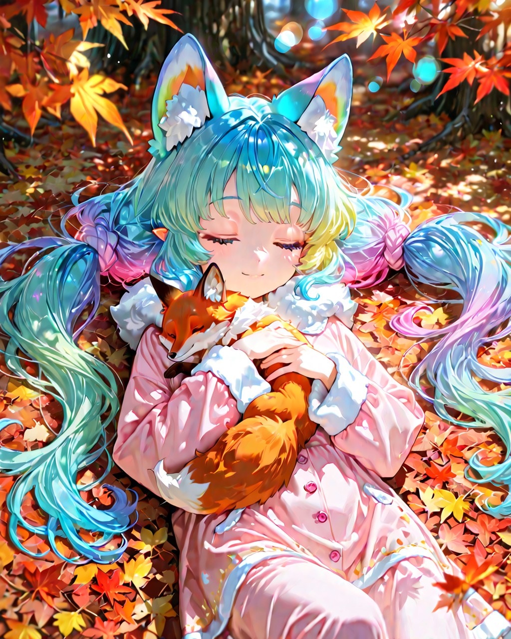 9枚）キツネと添い寝 | の人気AIイラスト・グラビア