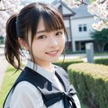 桜と女子学生 2枚目