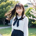 桜と女子学生 7枚目
