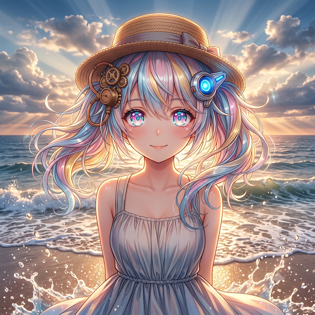波打ち際のアイリちゃん
