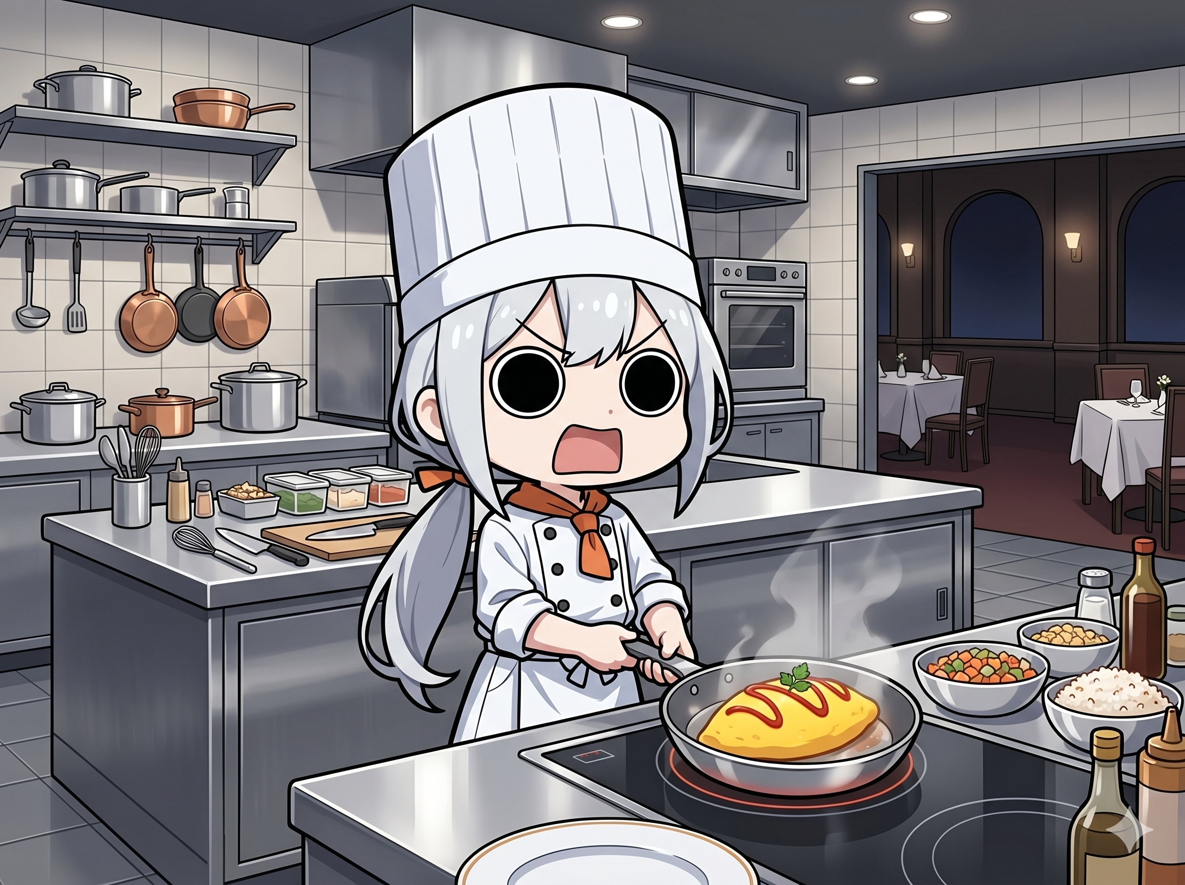卵料理を作るえらいこっちゃ嬢