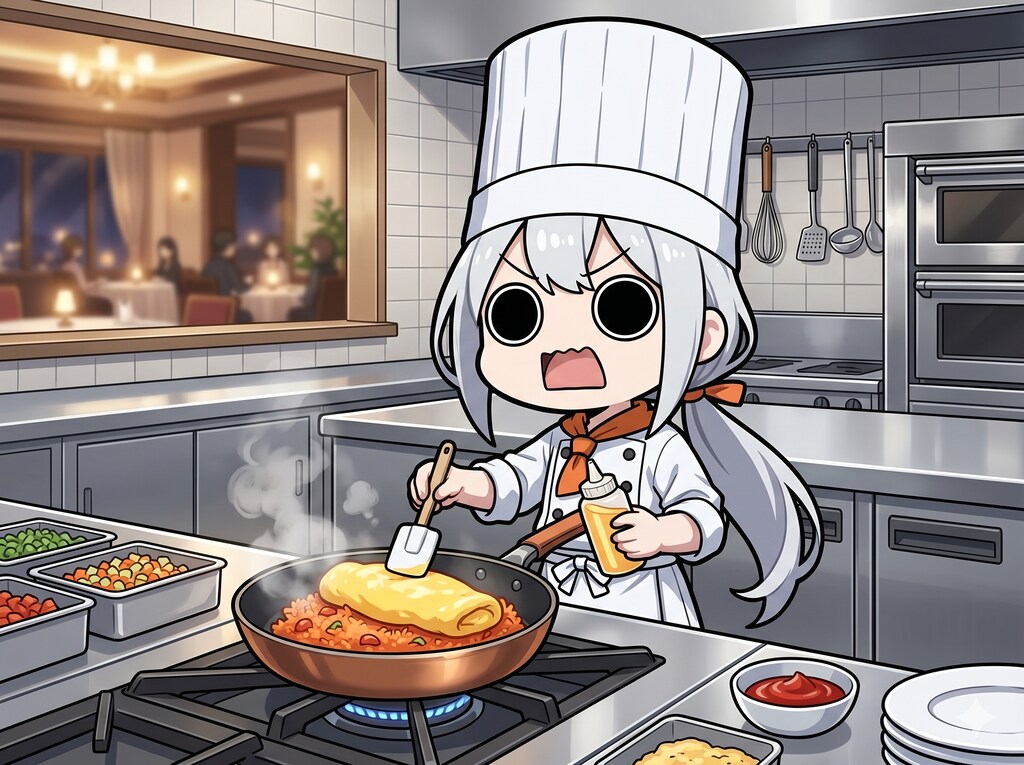 卵料理を作るえらいこっちゃ嬢