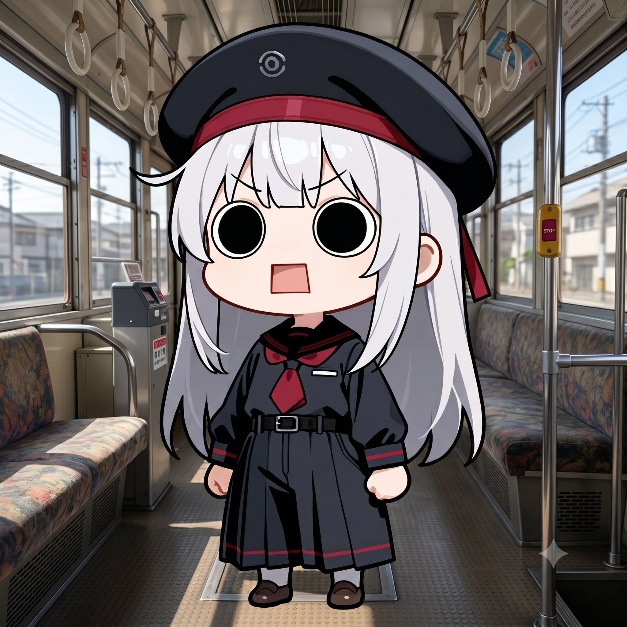路面電車に乗るえらいこっちゃ嬢