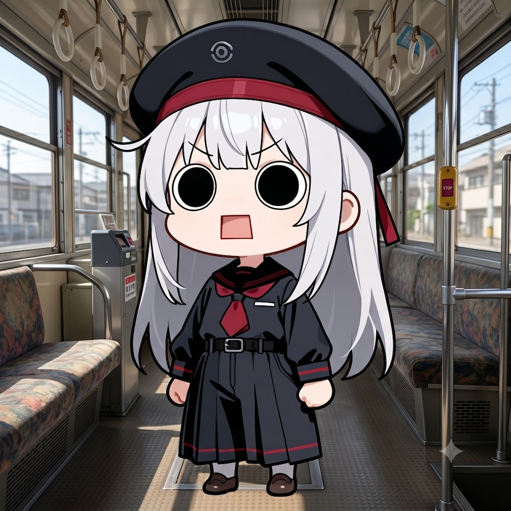 路面電車に乗るえらいこっちゃ嬢