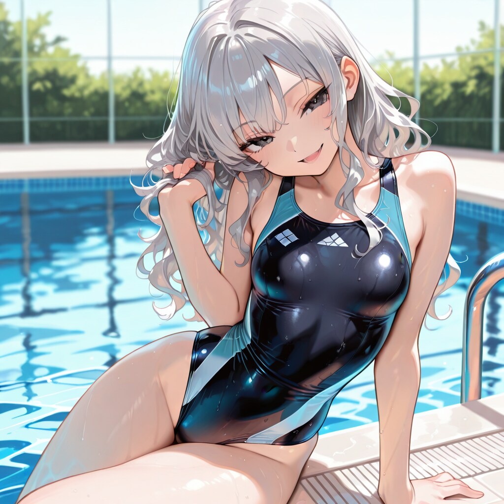 プールサイドの悪戯な微笑
