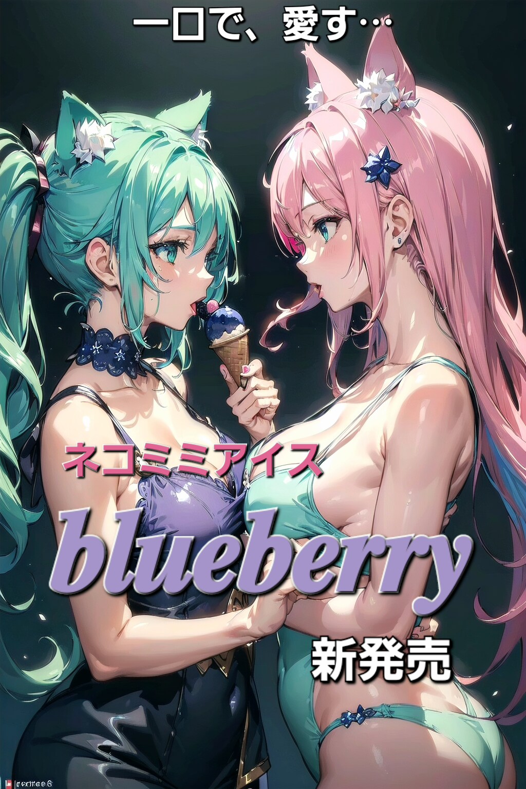 新発売「ネコミミアイス 𝒃𝒍𝒖𝒆𝒃𝒆𝒓𝒓𝒚」広告🐱🍨🐱