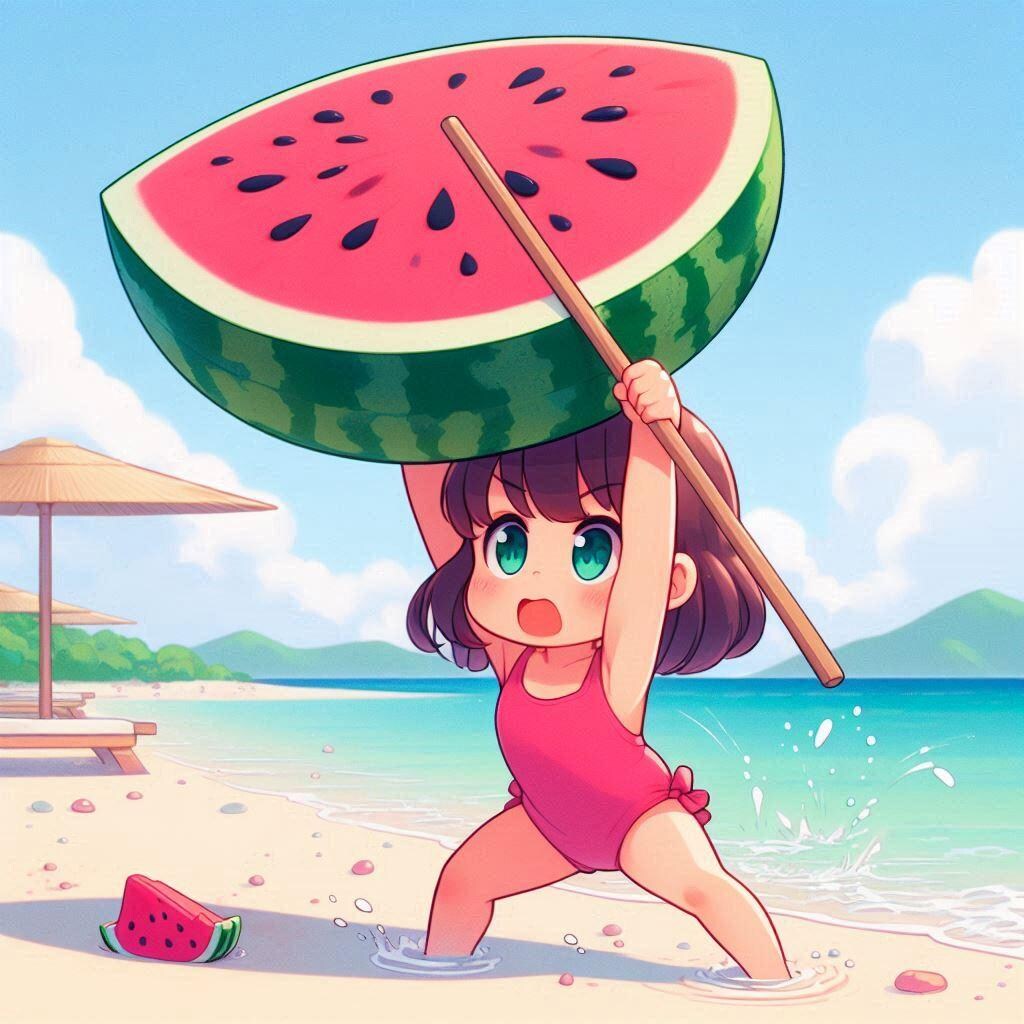 [5枚] スイカ割り？（水と少女・一般向けの１０）