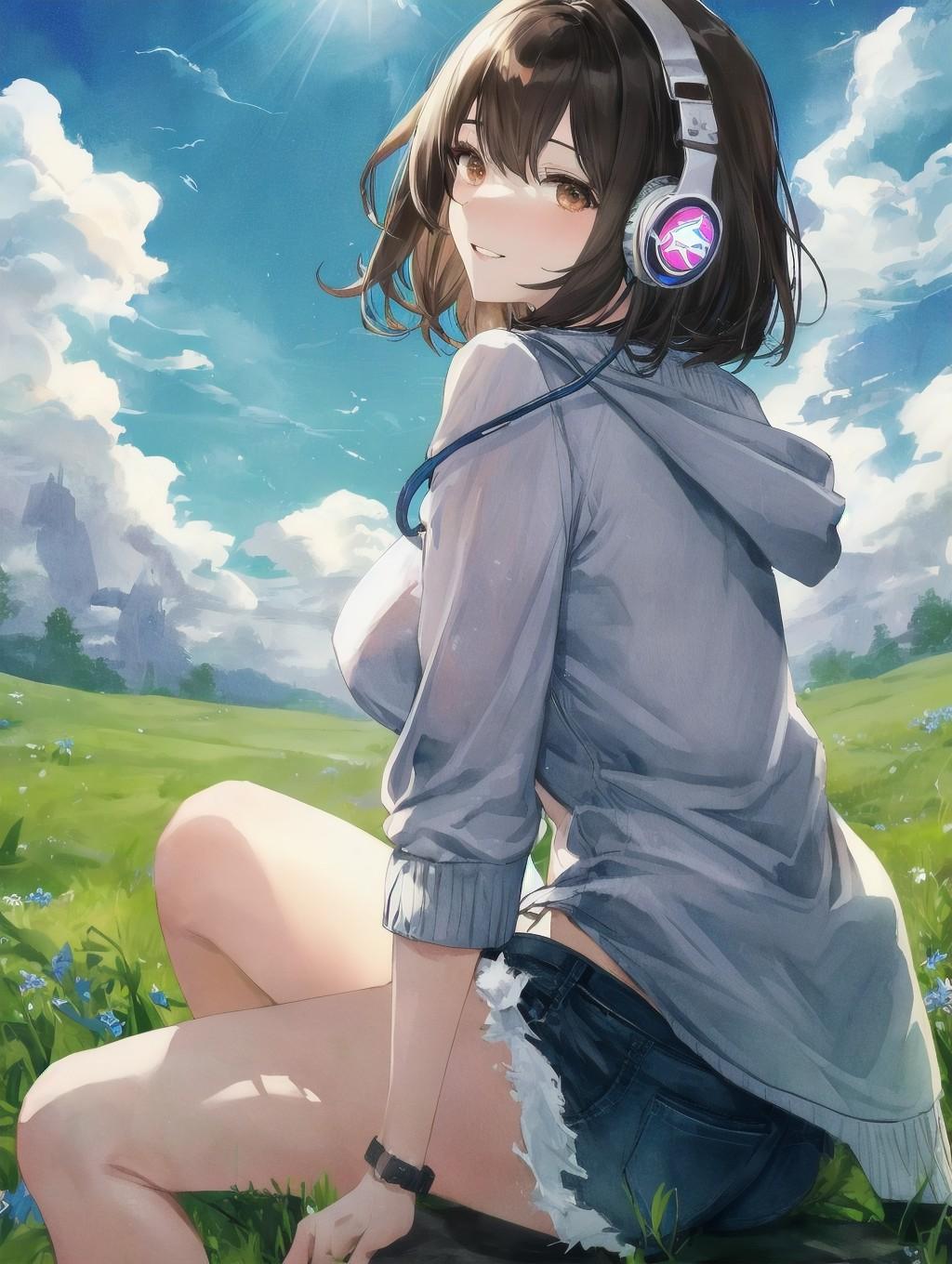 ヘッドフォン女子