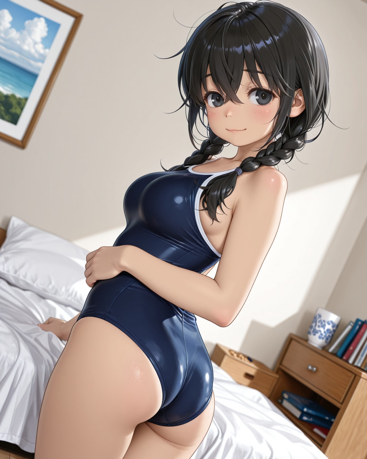 部屋でスク水