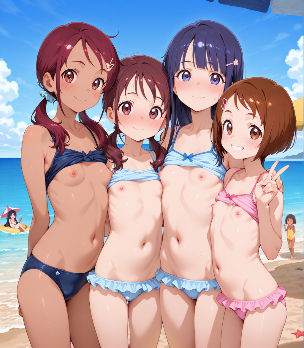 ビーチで記念撮影