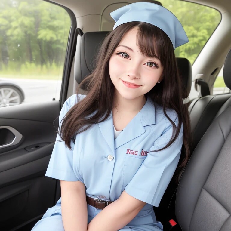 黒髪ロングで車内の美女７２ | の人気AIイラスト・グラビア