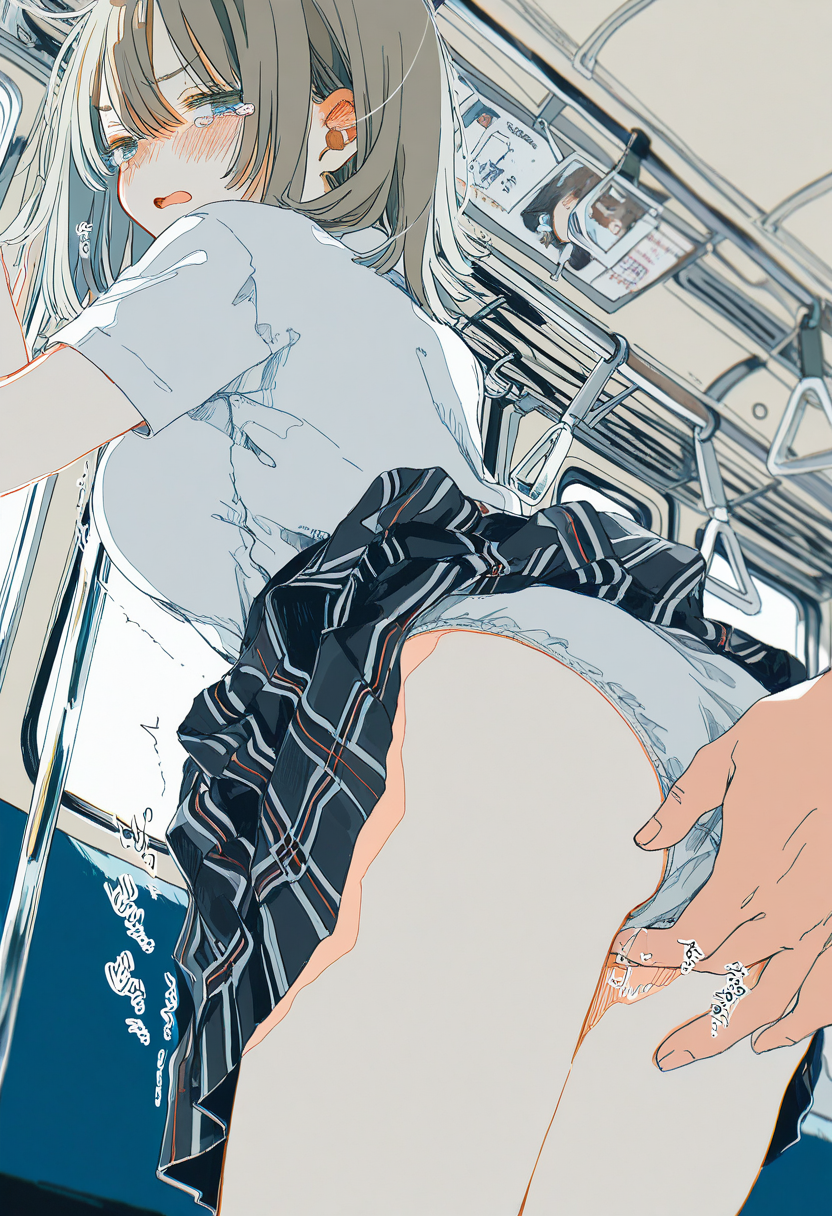 痴漢されている亜麻色の髪の女の子