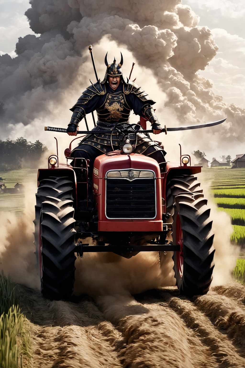 フルチューンしたトラクタを駆って主君の元へ馳せ参じる侍