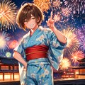 ボブカットなブラウン短髪少年と、花火大会＊その1(3枚) 3枚目