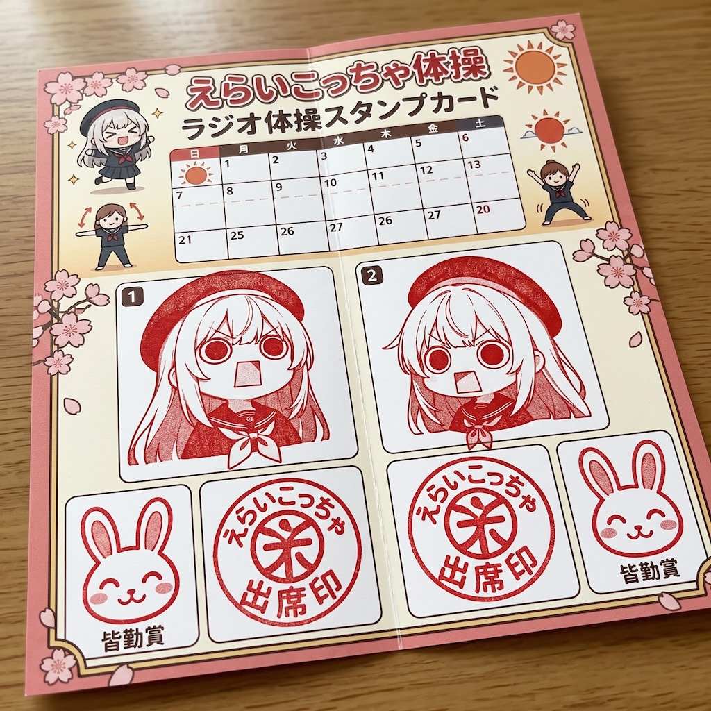 ラジオ体操スタンプえらいこっちゃ体操判子
