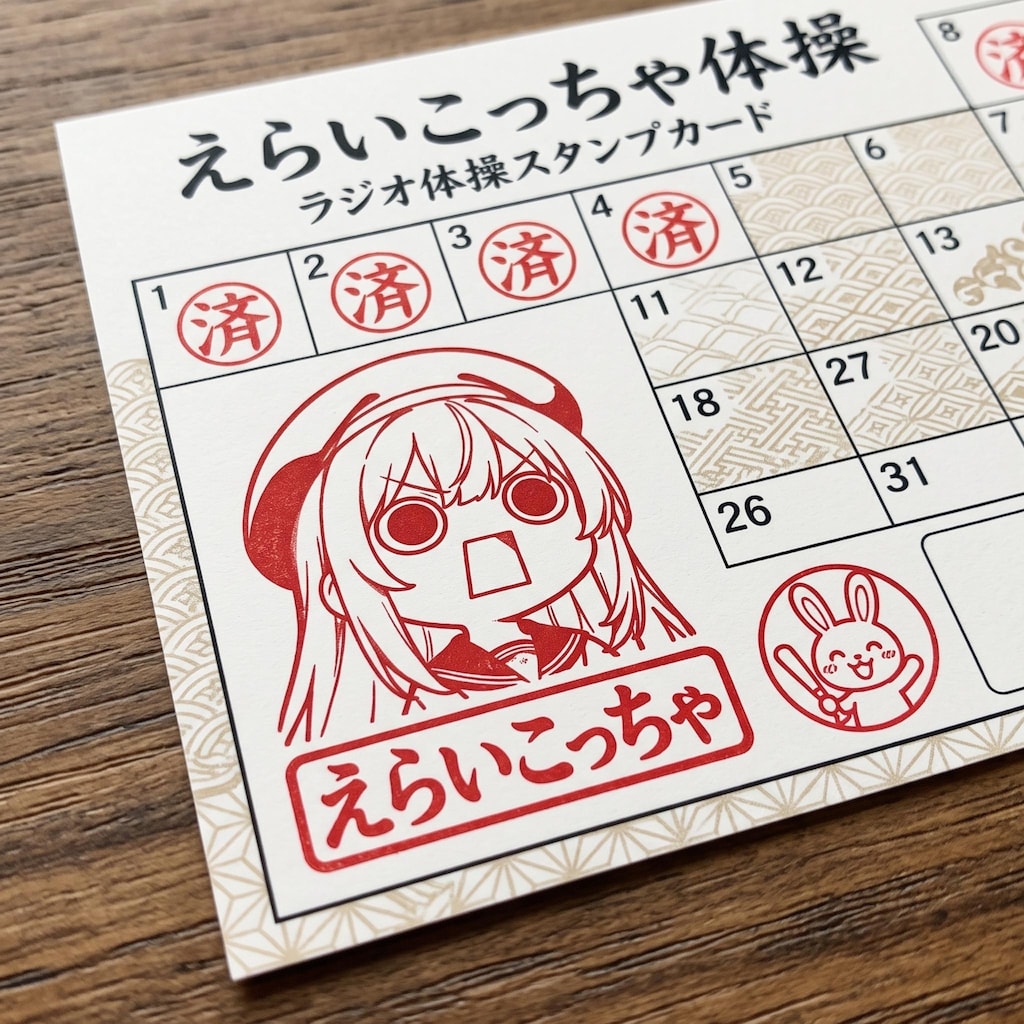 ラジオ体操スタンプえらいこっちゃ体操判子