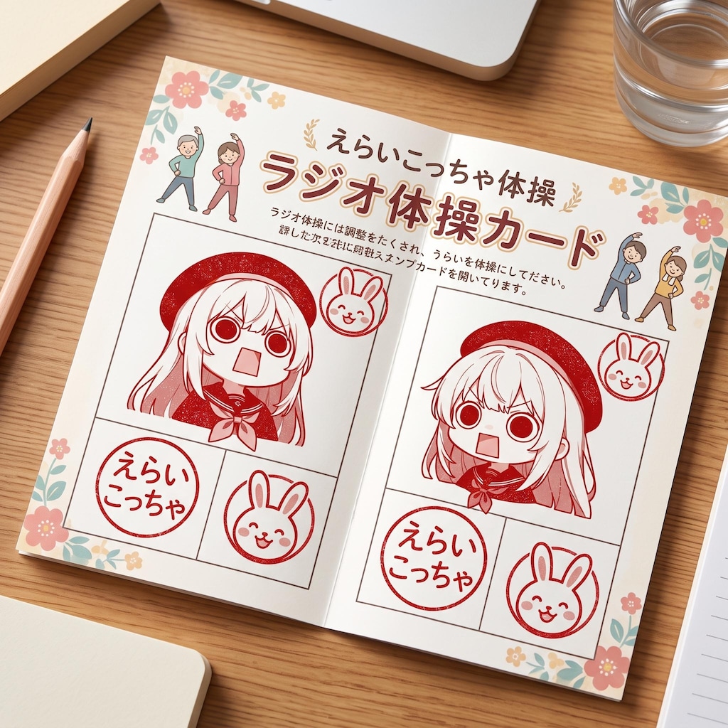 ラジオ体操スタンプえらいこっちゃ体操判子