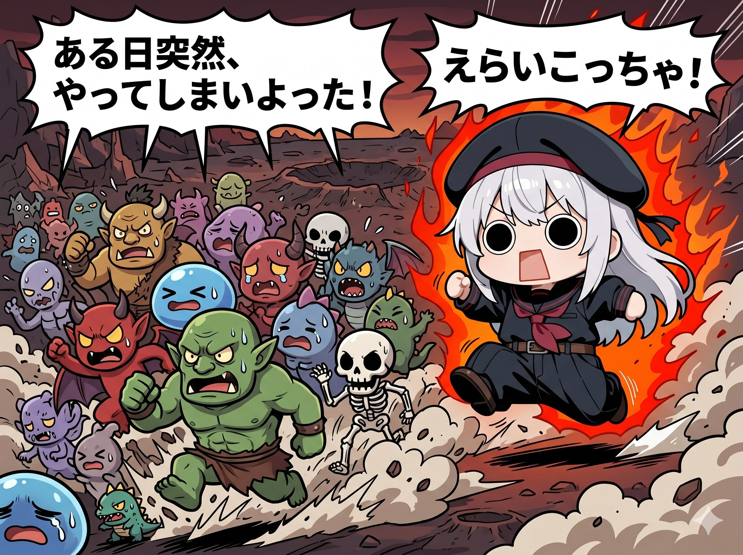 ある日突然襲って来た魔物を追いかけまわし始めてしまいよったえらいこっちゃ嬢 | の人気AIイラスト・グラビア
