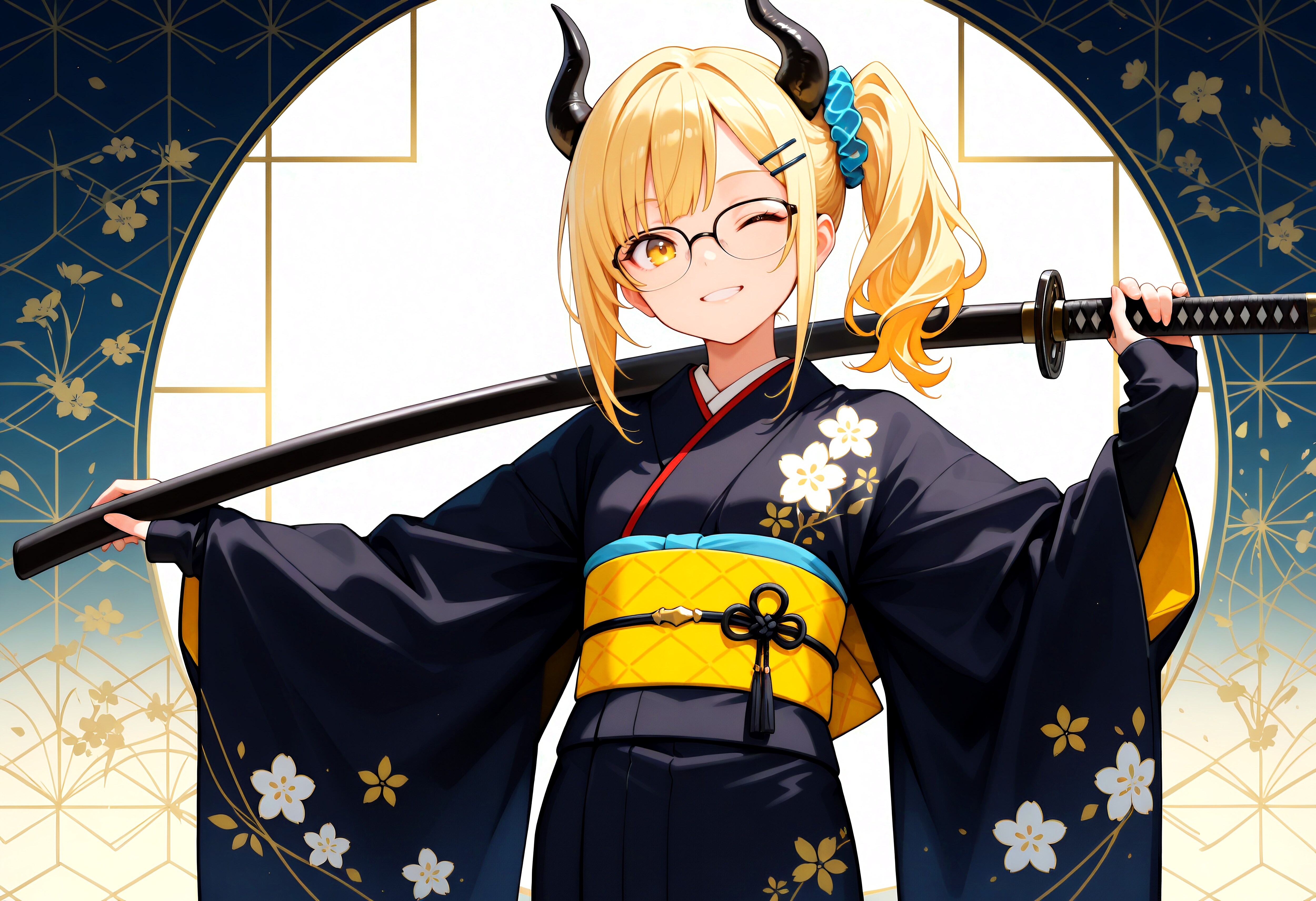 刀と眼鏡と着物女鬼高生さん | の人気AIイラスト・グラビア