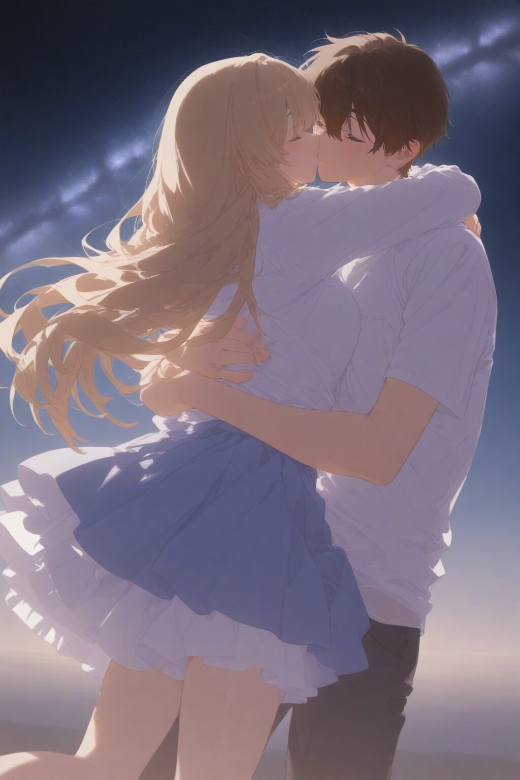 A couple embracing under the Milky Way | の人気AIイラスト・グラビア