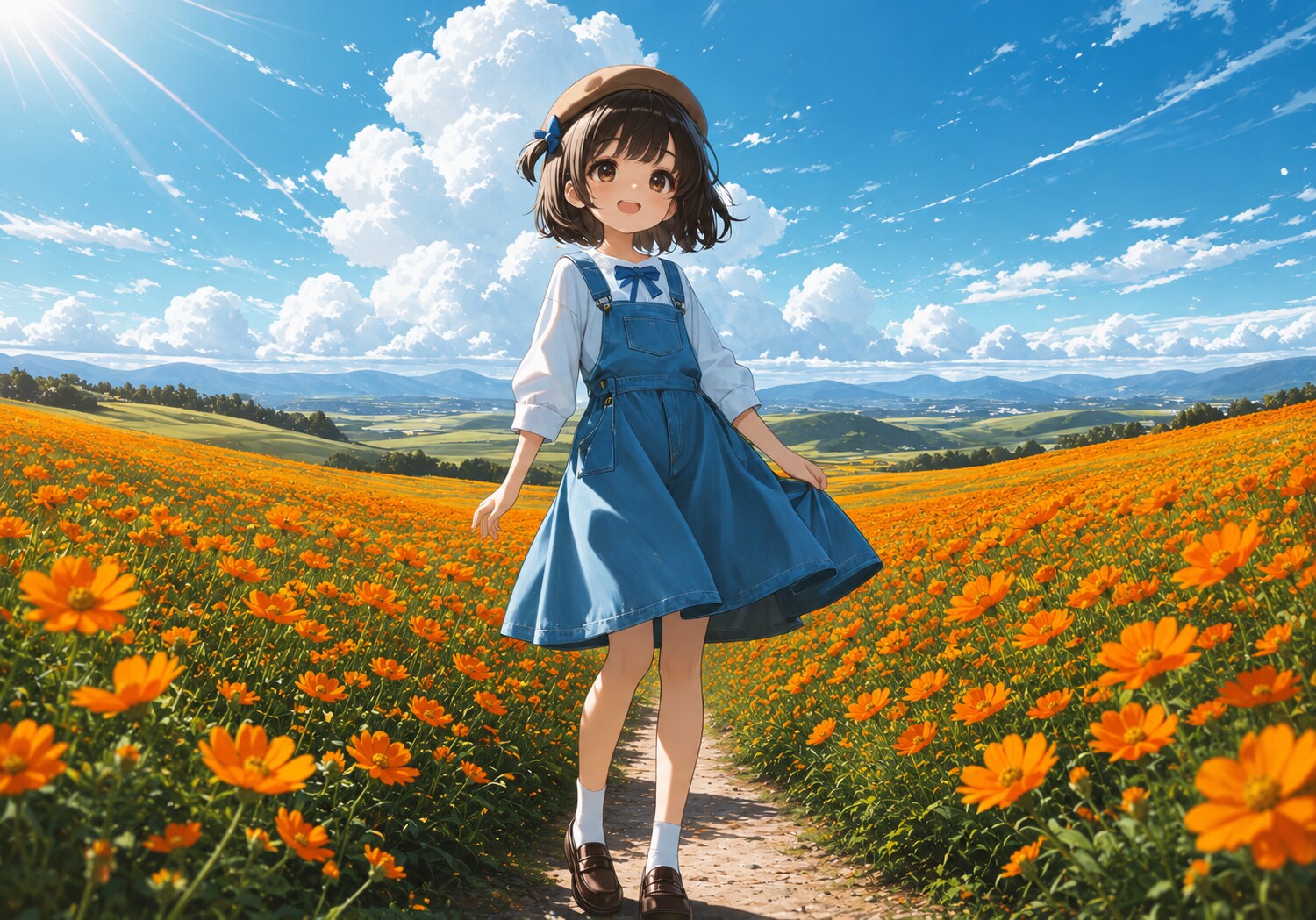 キバナコスモスの丘で | の人気AIイラスト・グラビア