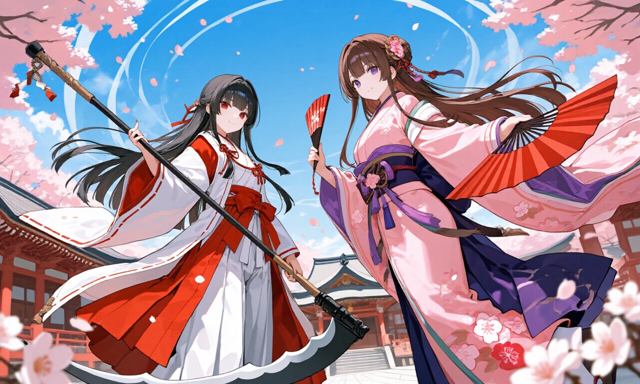 鉄扇女子と大鎌女子