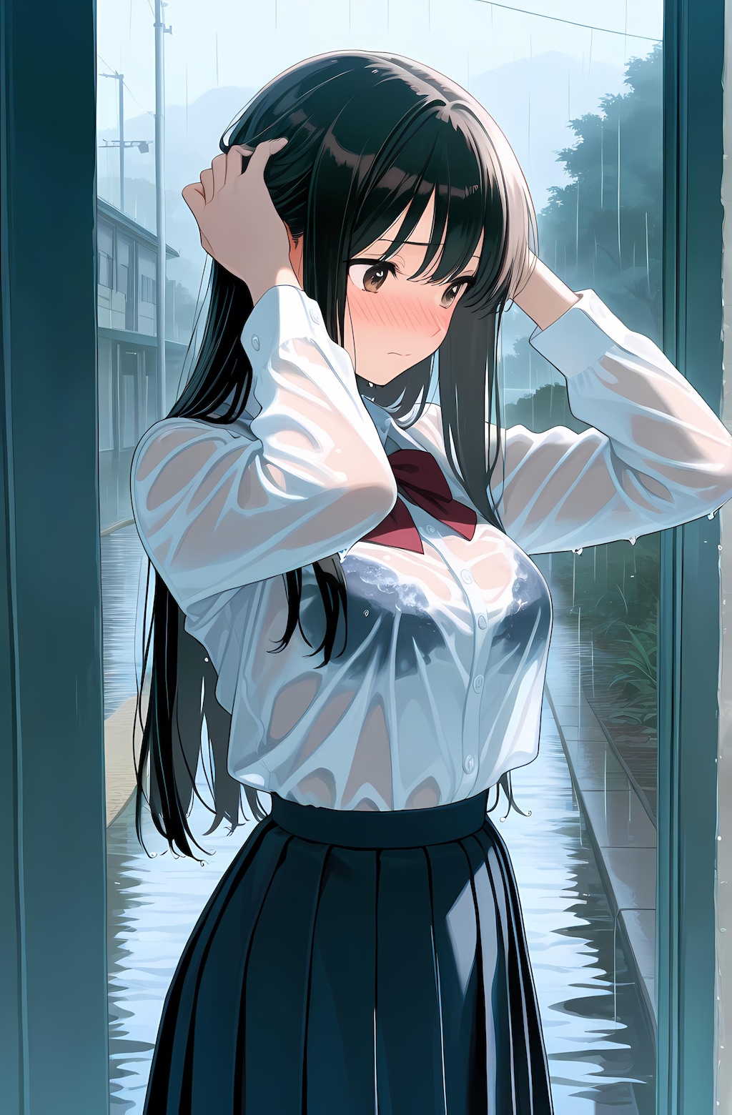 雨の中の女の子