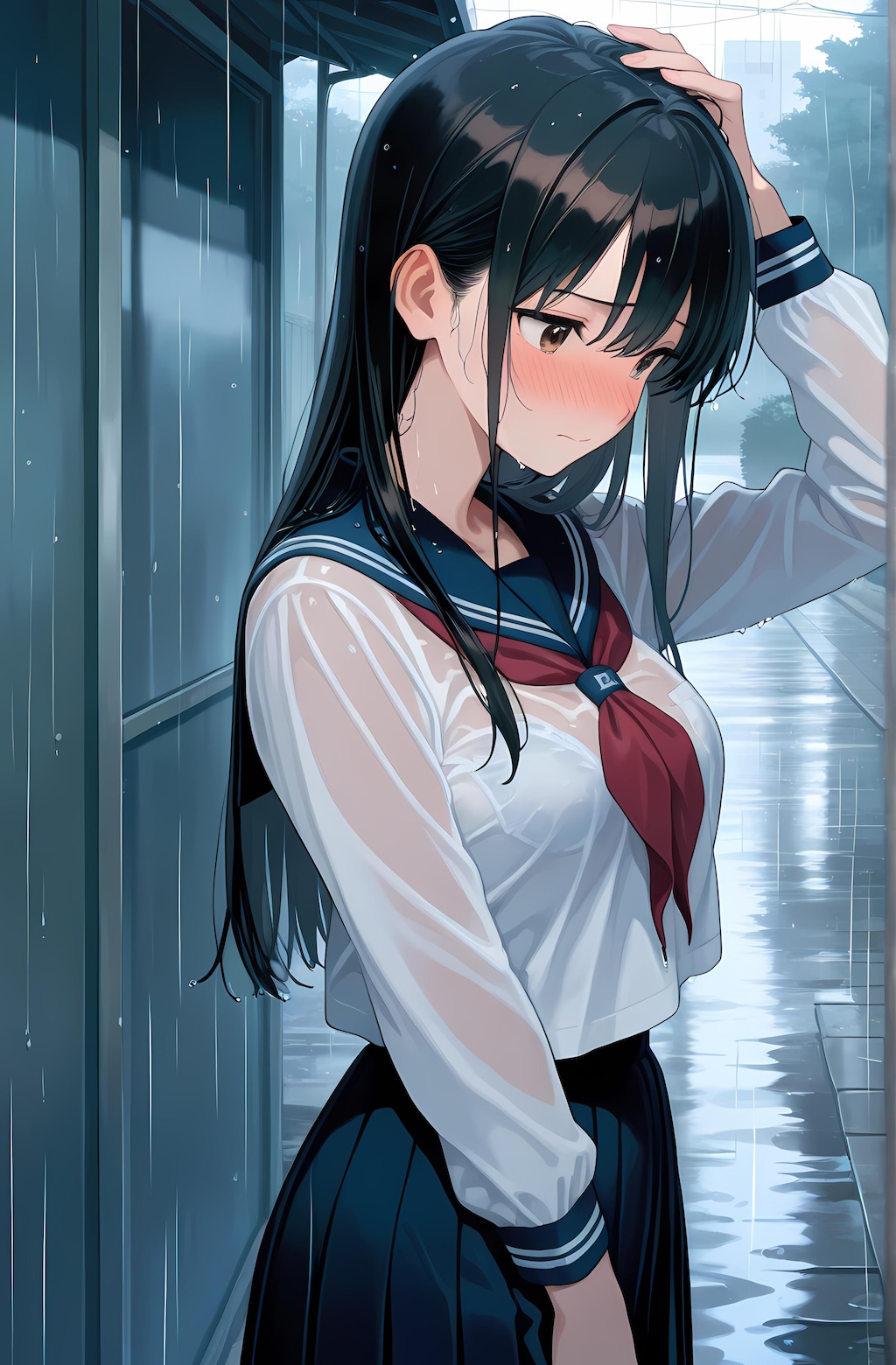 雨の中の女の子