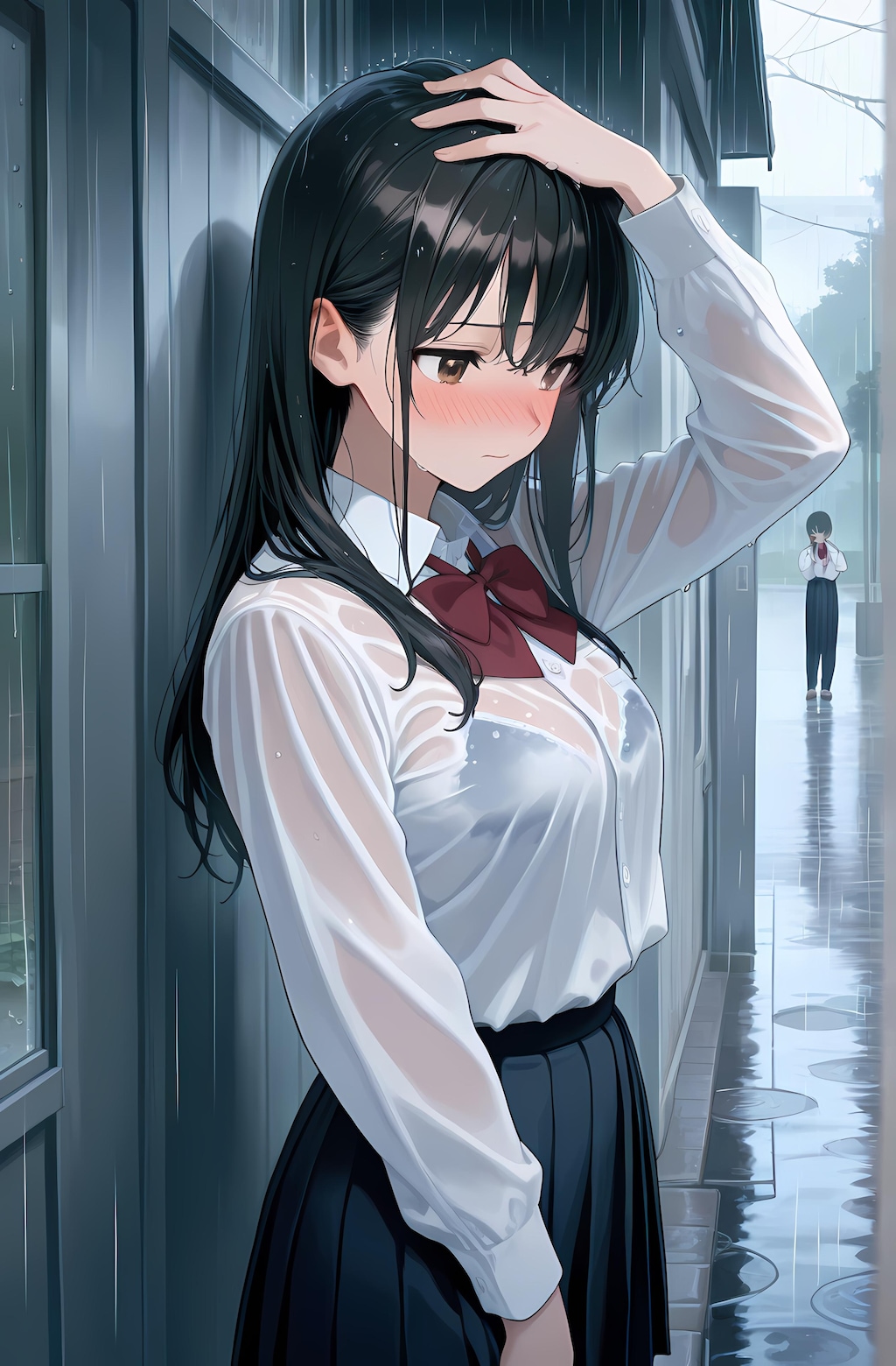 雨の中の女の子