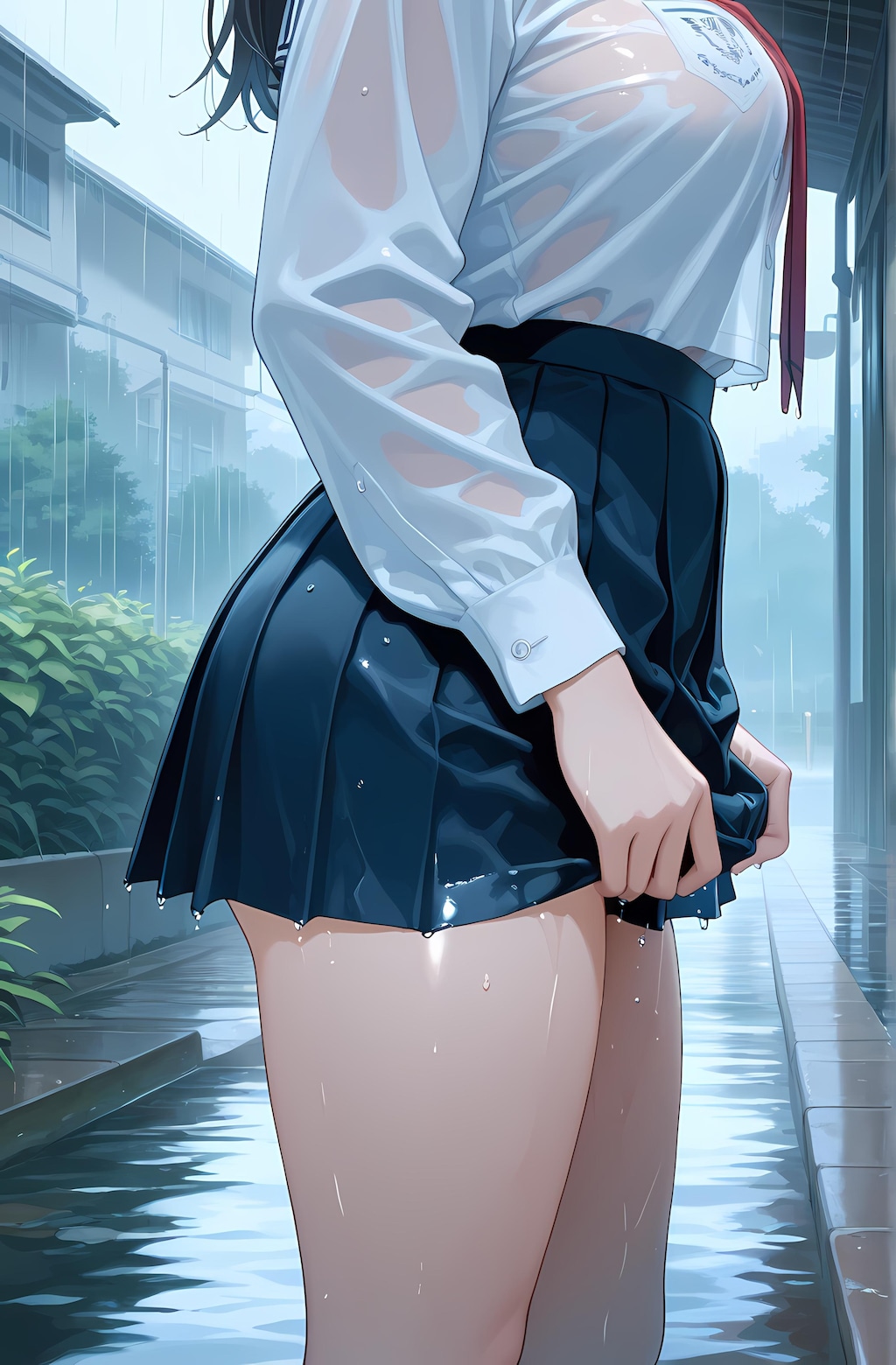 雨の中の女の子